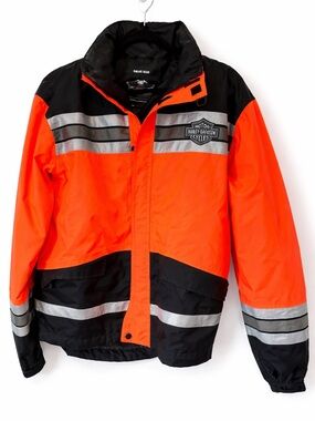 Harley-Davidson Orange and Black Reflective Men's Raincoat